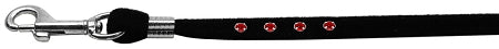 Black Velvet Leash Silver Hardware Ruby Stones