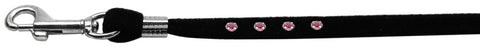 Black Velvet Leash Silver Hardware Rose Stones