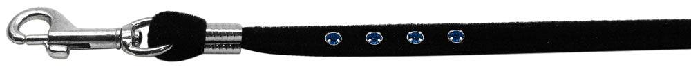 Black Velvet Leash Silver Hardware Sapphire Stones