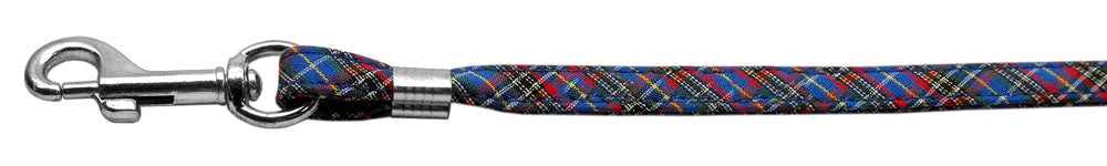 3-8'' Fabric Plain Leash  Blue Plaid Silver Hardware