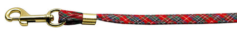 3-8'' Fabric Plain Leash  Red Plaid Silver Hardware