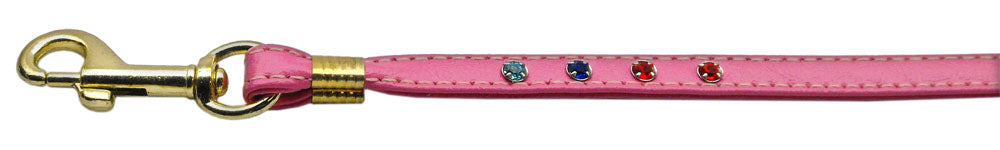 Confetti Crystal Leash  Pink W-confetti Gold Hardware