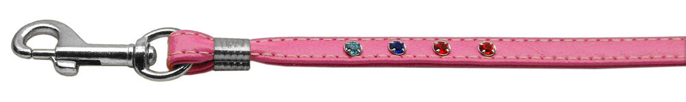 Confetti Crystal Leash  Pink W-confetti Silver Hardware