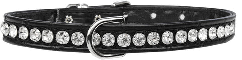 Beverly Style Rhinestone Designer Croc Dog Collar Black Size 12