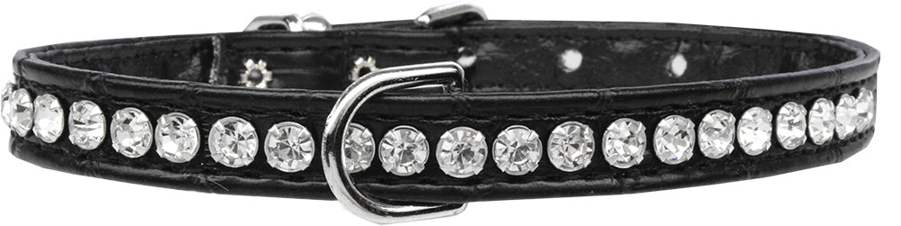 Beverly Style Rhinestone Designer Croc Dog Collar Black Size 14