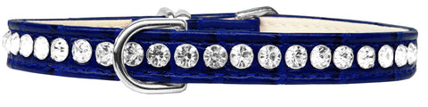 Beverly Style Rhinestone Designer Croc Dog Collar Blue Size 12