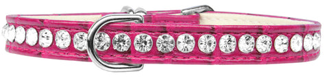 Beverly Style Rhinestone Designer Croc Dog Collar Bright Pink Size 14