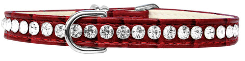 Beverly Style Rhinestone Designer Croc Dog Collar Red Size 14