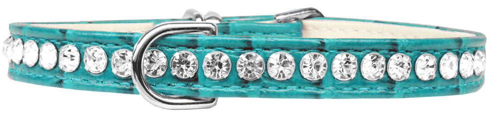 Beverly Style Rhinestone Designer Croc Dog Collar Turquoise Size 10