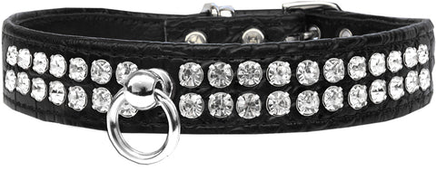 Style #72 Rhinestone Designer Croc Dog Collar Black Size 10