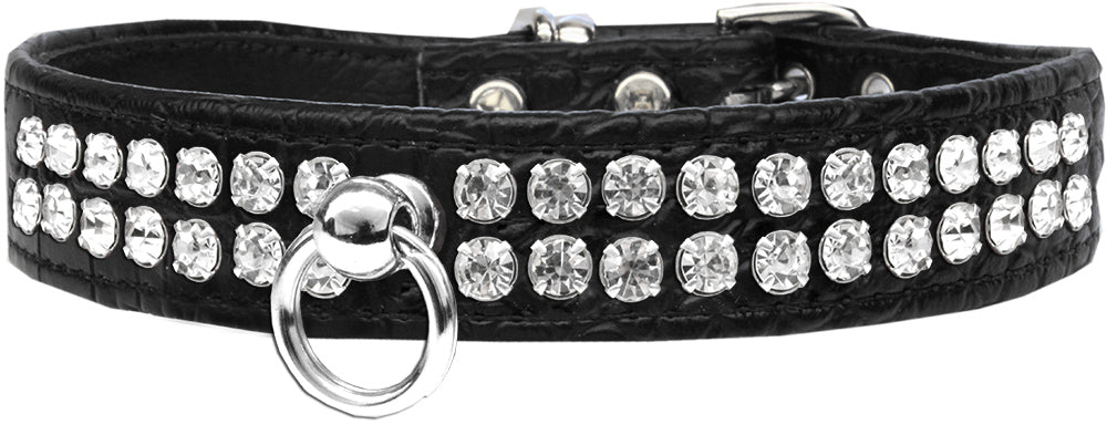 Style #72 Rhinestone Designer Croc Dog Collar Black Size 24