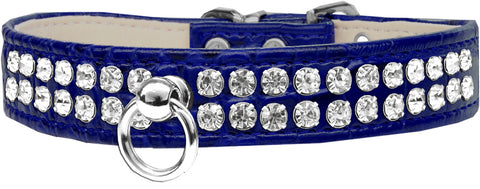 Style #72 Rhinestone Designer Croc Dog Collar Blue Size 10