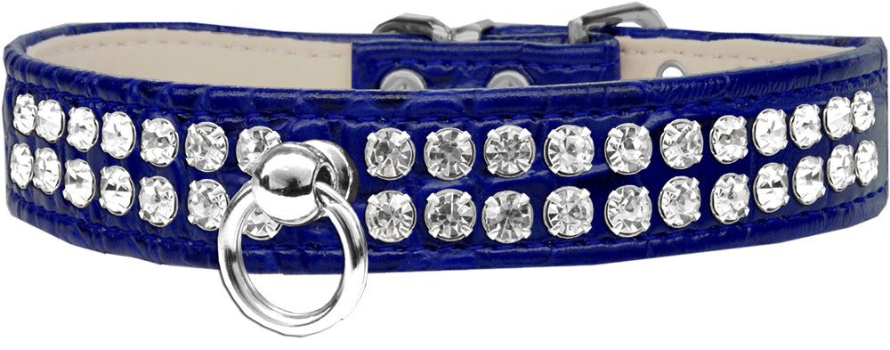 Style #72 Rhinestone Designer Croc Dog Collar Blue Size 12