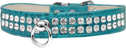 Style #72 Rhinestone Designer Croc Dog Collar Turquoise Size 12