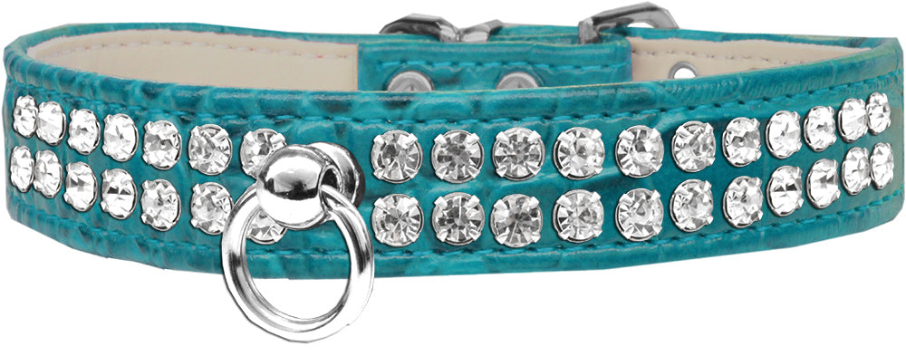 Style #72 Rhinestone Designer Croc Dog Collar Turquoise Size 18
