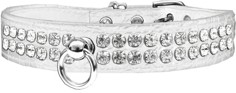 Style #72 Rhinestone Designer Croc Dog Collar White Size 12