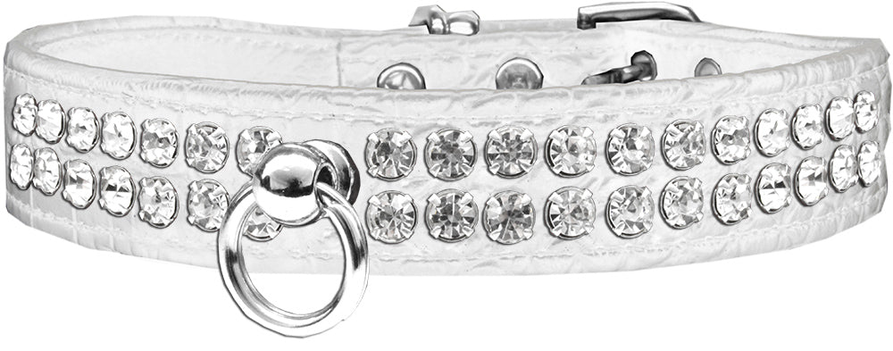 Style #72 Rhinestone Designer Croc Dog Collar White Size 24