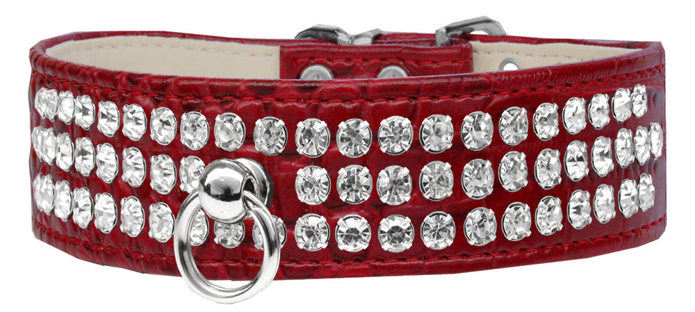 Style #73 Rhinestone Designer Croc Dog Collar Red Size 14