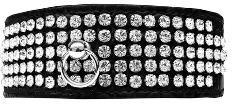 Mirage 5 Row Rhinestone Designer Croc Dog Collar Black Size 24