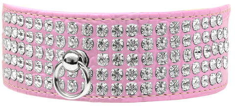 Mirage 5 Row Rhinestone Designer Croc Dog Collar Light Pink Size 12