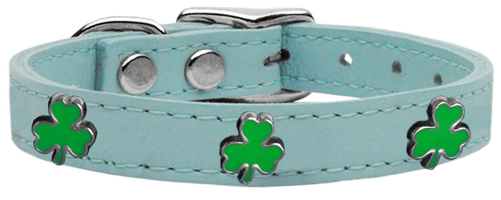 Shamrock Widget Genuine Leather Dog Collar Baby Blue 10