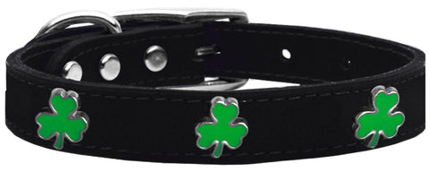 Shamrock Widget Genuine Leather Dog Collar Black 10