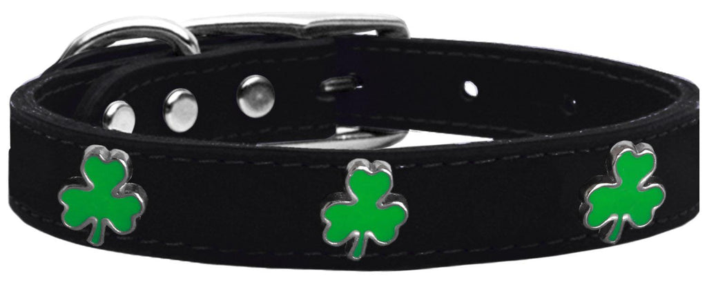 Shamrock Widget Genuine Leather Dog Collar Black 14