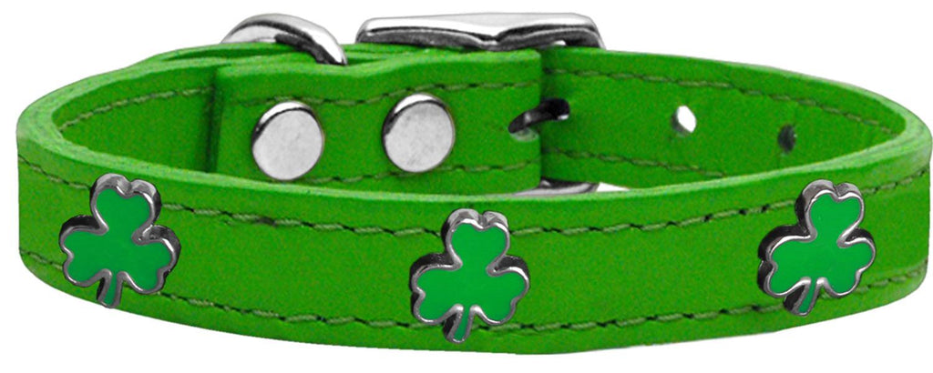 Shamrock Widget Genuine Leather Dog Collar Emerald Green 10