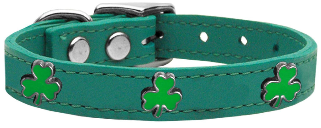 Shamrock Widget Genuine Leather Dog Collar Jade 10