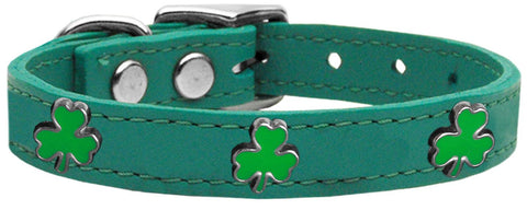 Shamrock Widget Genuine Leather Dog Collar Jade 12