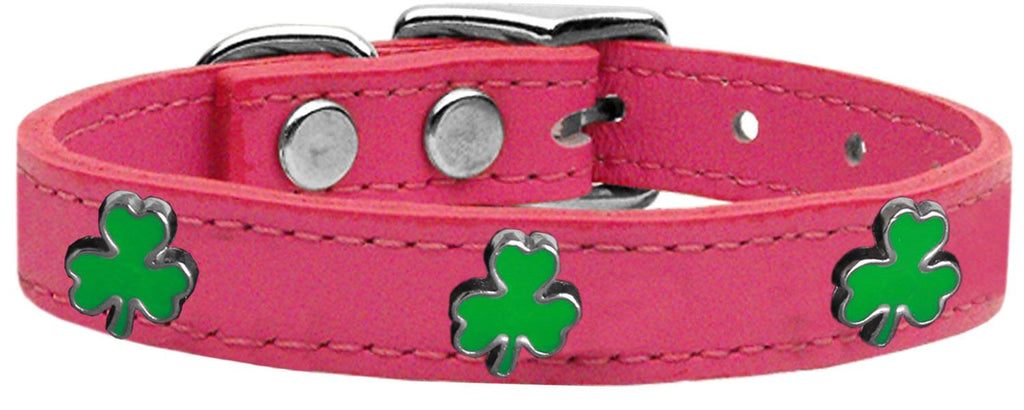 Shamrock Widget Genuine Leather Dog Collar Pink 10