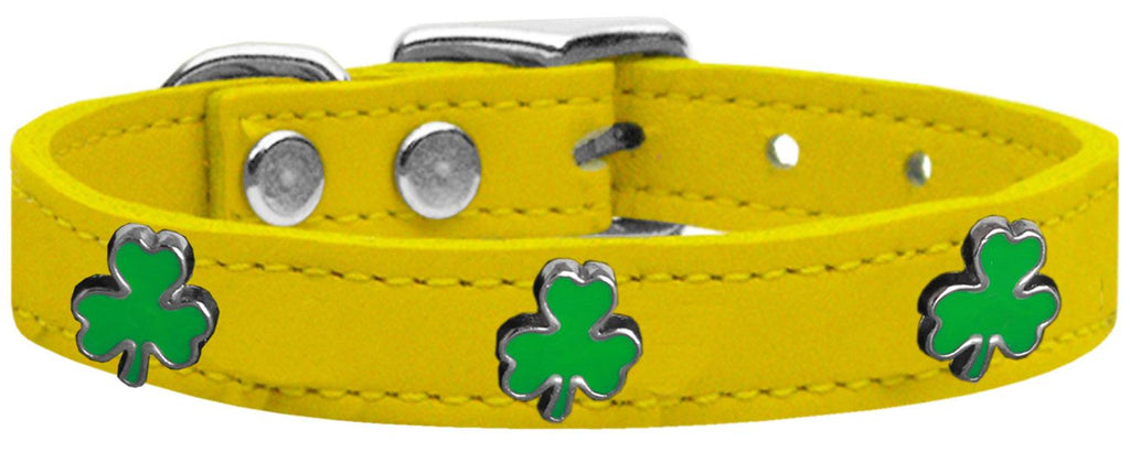 Shamrock Widget Genuine Leather Dog Collar Yellow 10