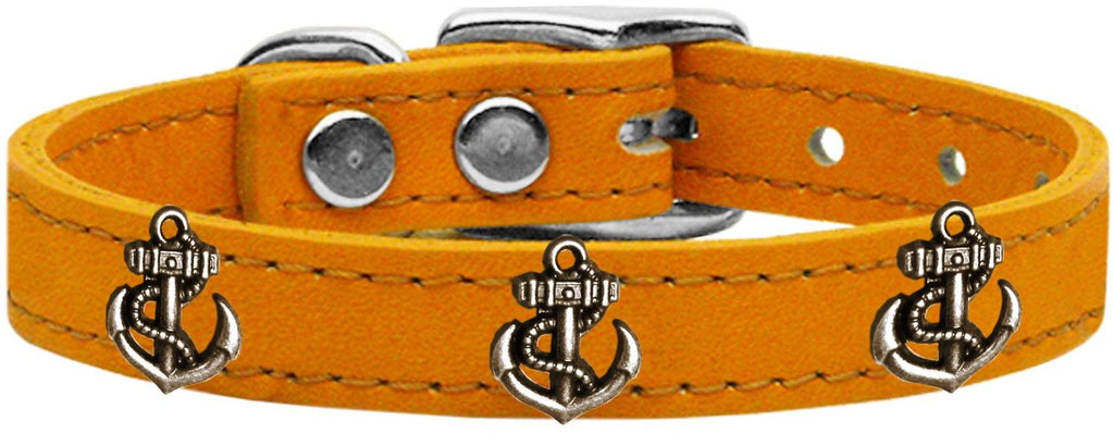 Bronze Anchor Widget Genuine Leather Dog Collar Mandarin 14