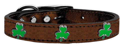 Shamrock Widget Genuine Metallic Leather Dog Collar Bronze 10