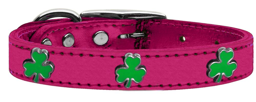 Shamrock Widget Genuine Metallic Leather Dog Collar Pink 10