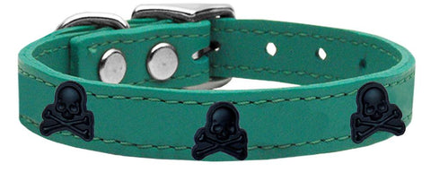 Skull Widget Genuine Leather Dog Collar Jade 10