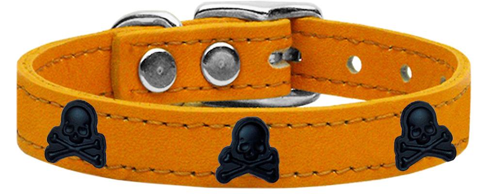 Skull Widget Genuine Leather Dog Collar Mandarin 10