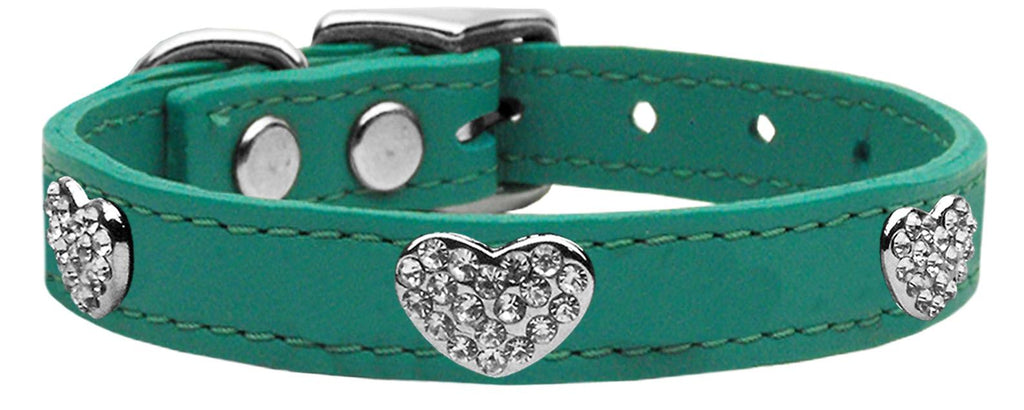 Crystal Heart Genuine Leather Dog Collar Jade 10