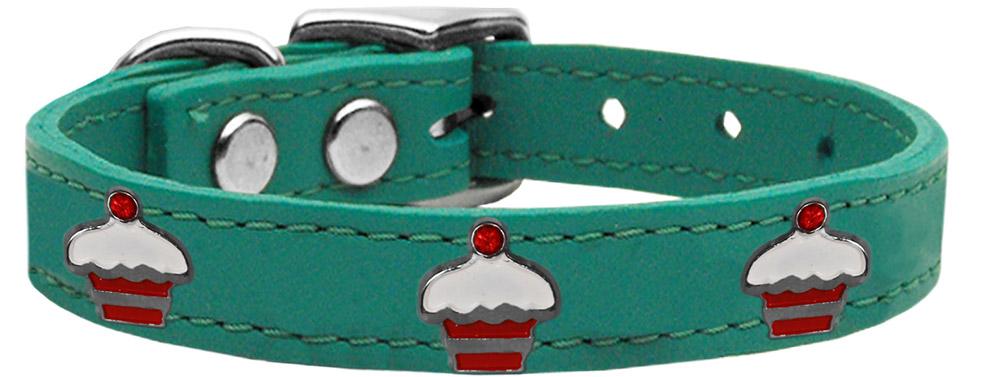 Red Cupcake Widget Genuine Leather Dog Collar Jade 10