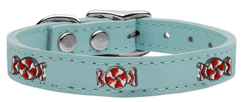 Peppermint Widget Genuine Leather Dog Collar Baby Blue 10