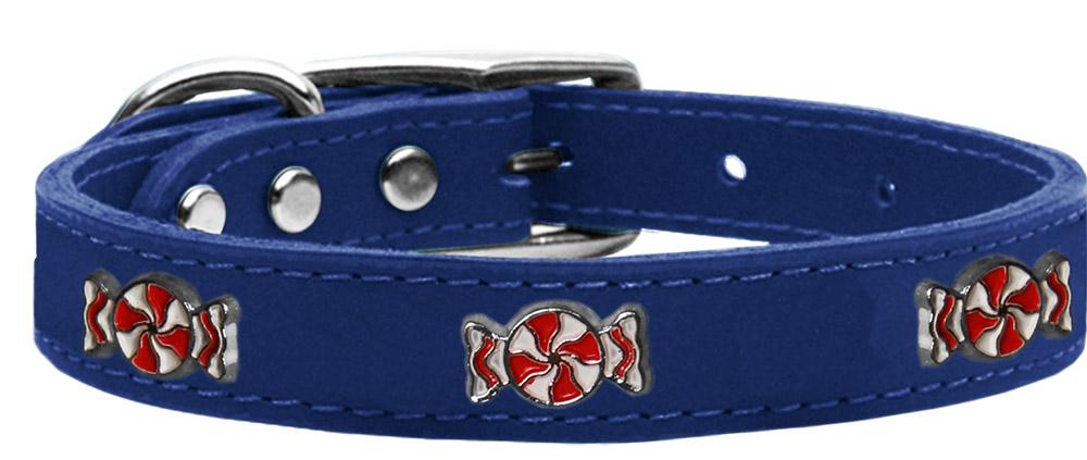 Peppermint Widget Genuine Leather Dog Collar Blue 10