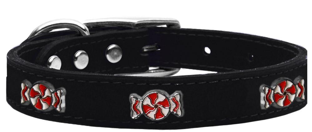 Peppermint Widget Genuine Leather Dog Collar Black 10