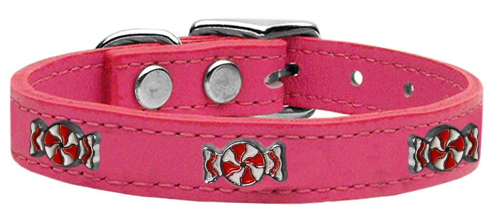 Peppermint Widget Genuine Leather Dog Collar Pink 10