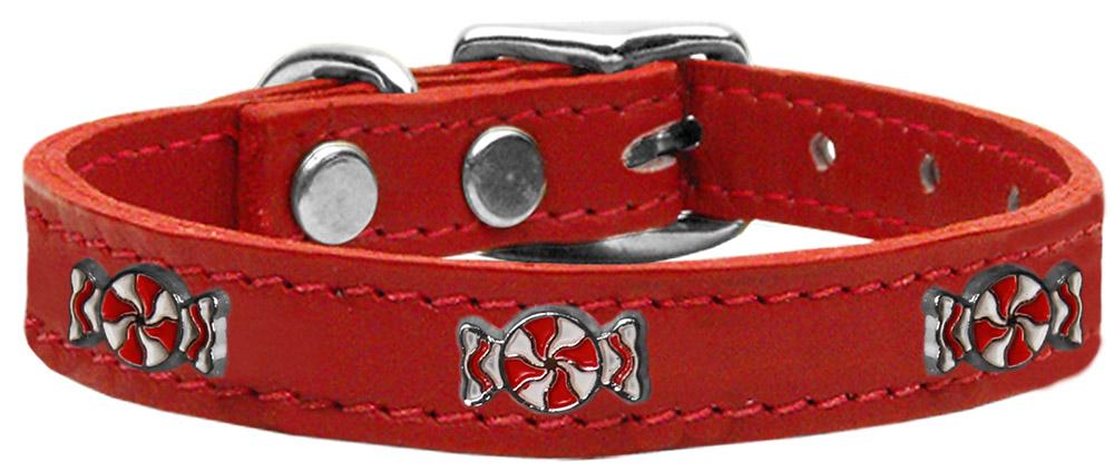 Peppermint Widget Genuine Leather Dog Collar Red 10