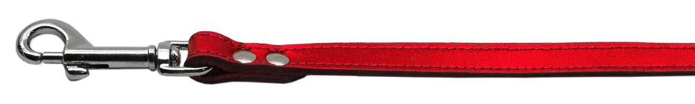 Fashionable Leather Leash Metallic Red 1-2'' Wide