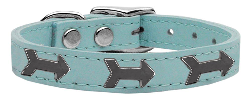 Arrow Widget Genuine Leather Dog Collar Baby Blue 10