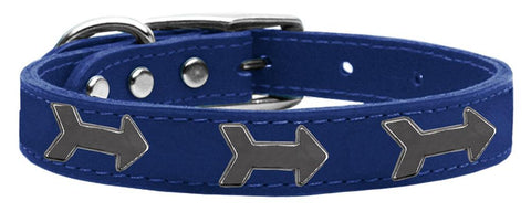 Arrow Widget Genuine Leather Dog Collar Blue 12