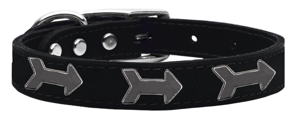 Arrow Widget Genuine Leather Dog Collar Black 12