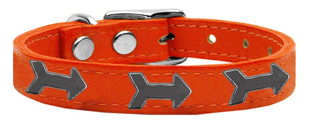 Arrow Widget Genuine Leather Dog Collar Orange 12