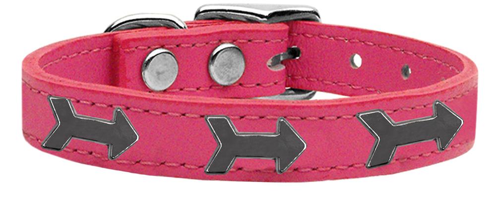 Arrow Widget Genuine Leather Dog Collar Pink 10